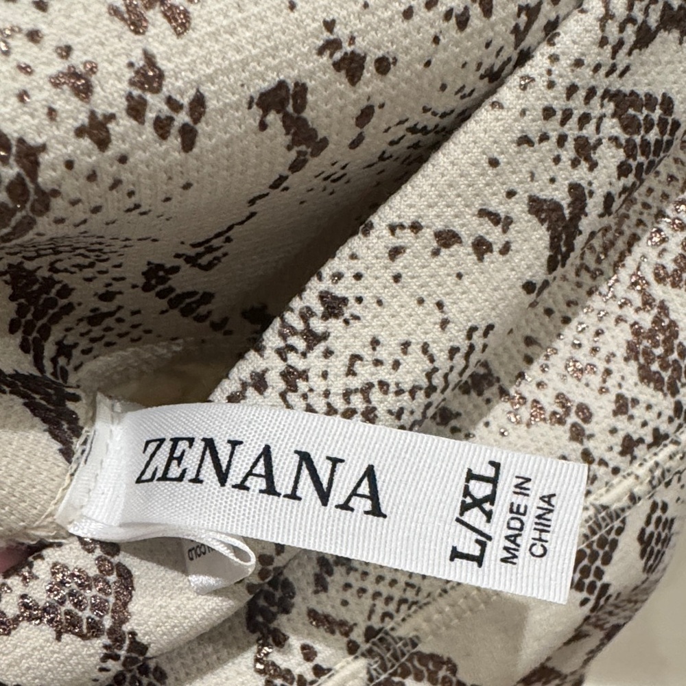 Zenana Outfitters Brown, Cream and gold snakeskin Leggings - Picture 2 of 2
